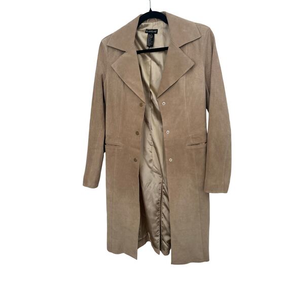 Vintage Bebe Coat Women's Size Small Tan Genuine Suede Leather Y2K Overcoat - Picture 6 of 9